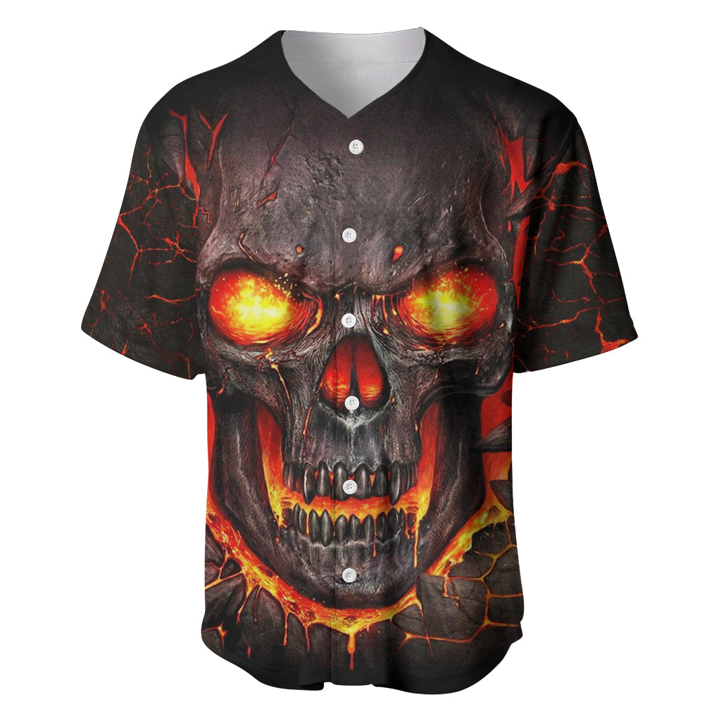 Skull Baseball Jersey Flame Skull Lava Inside - Wonder Print Shop