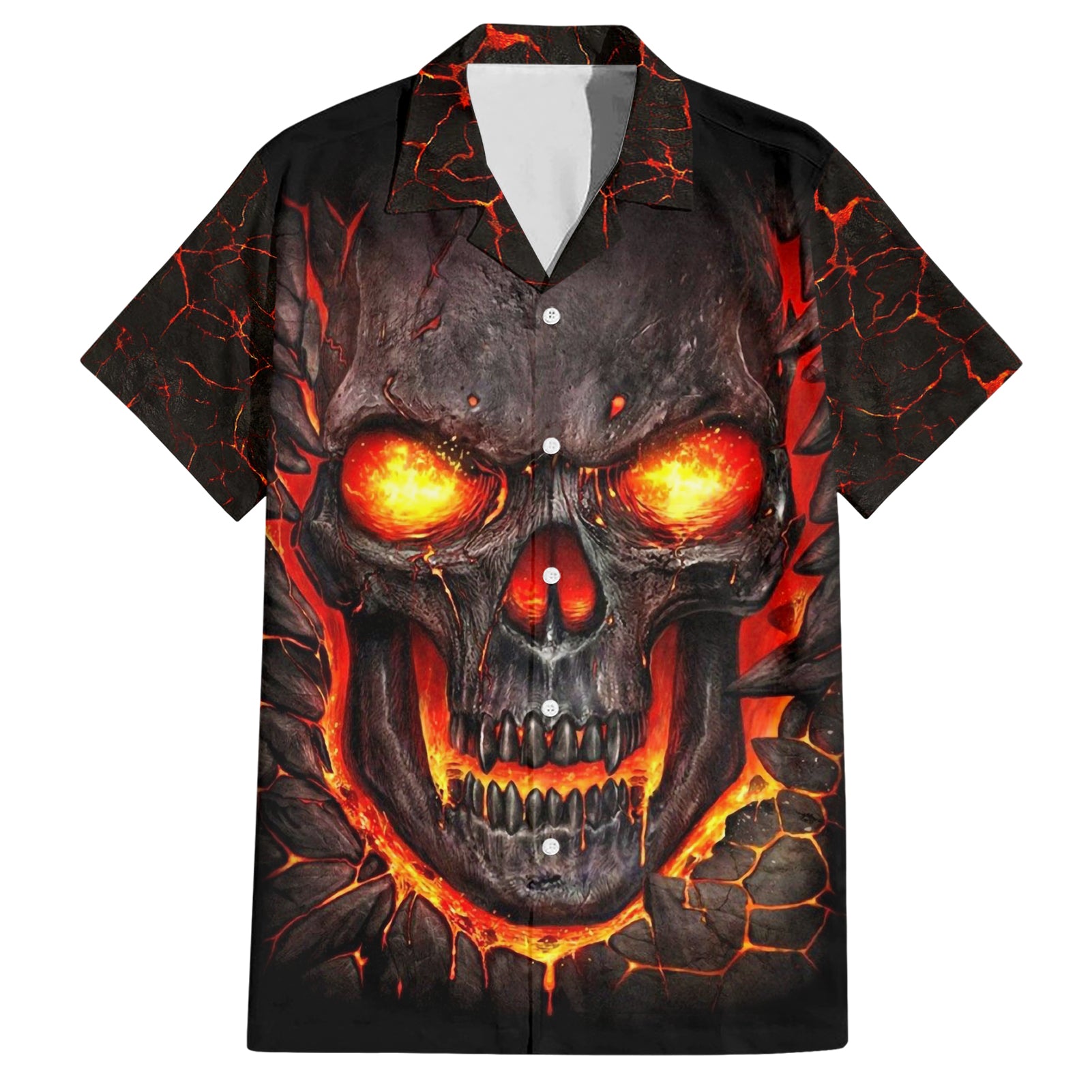 Skull Hawaiian Shirt Flame Skull Lava Inside - Wonder Print Shop