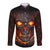 Skull Long Sleeve Button Shirt Flame Skull Lava Inside - Wonder Print Shop