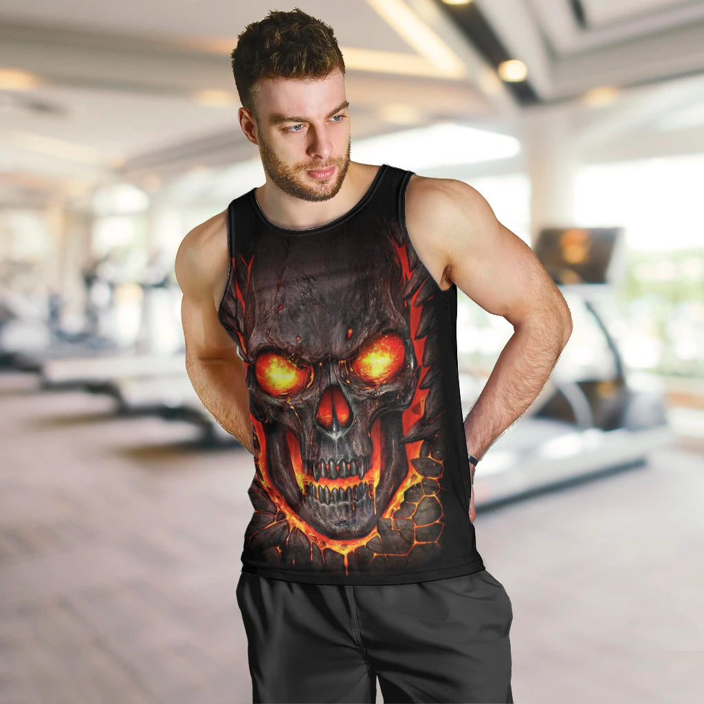 Skull Men Tank Top Flame Skull Lava Inside DT01