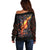 Skull Off Shoulder Sweater Flame Skull Lava Inside - Wonder Print Shop