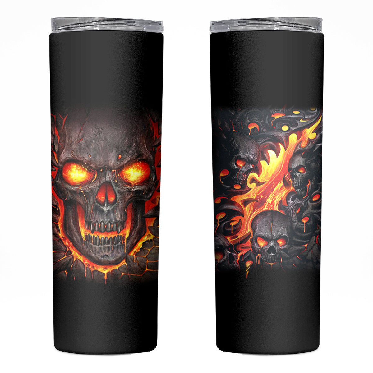 Skull Skinny Tumbler Flame Skull Lava Inside