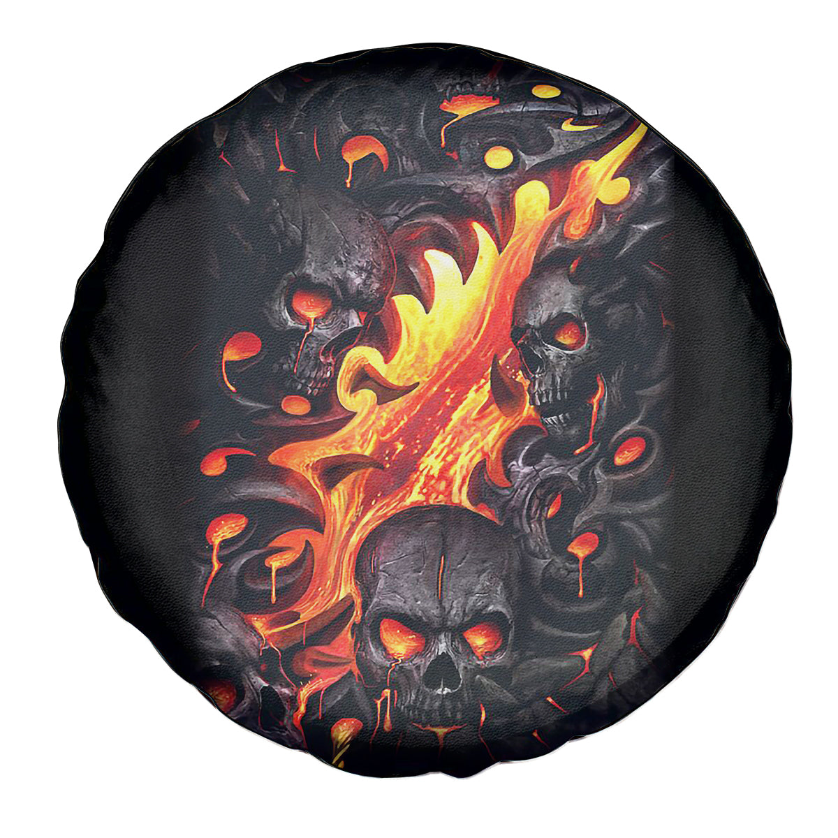 Skull Spare Tire Cover Flame Skull Lava Inside - Wonder Print Shop