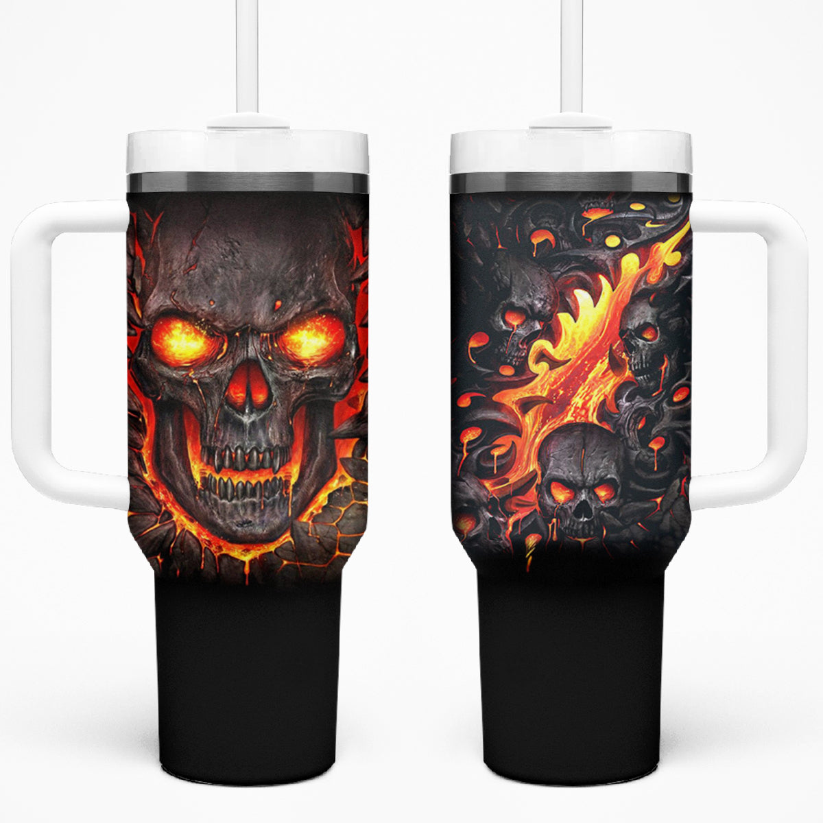 Skull Tumbler With Handle Flame Skull Lava Inside