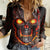 Skull Women Casual Shirt Flame Skull Lava Inside DT01