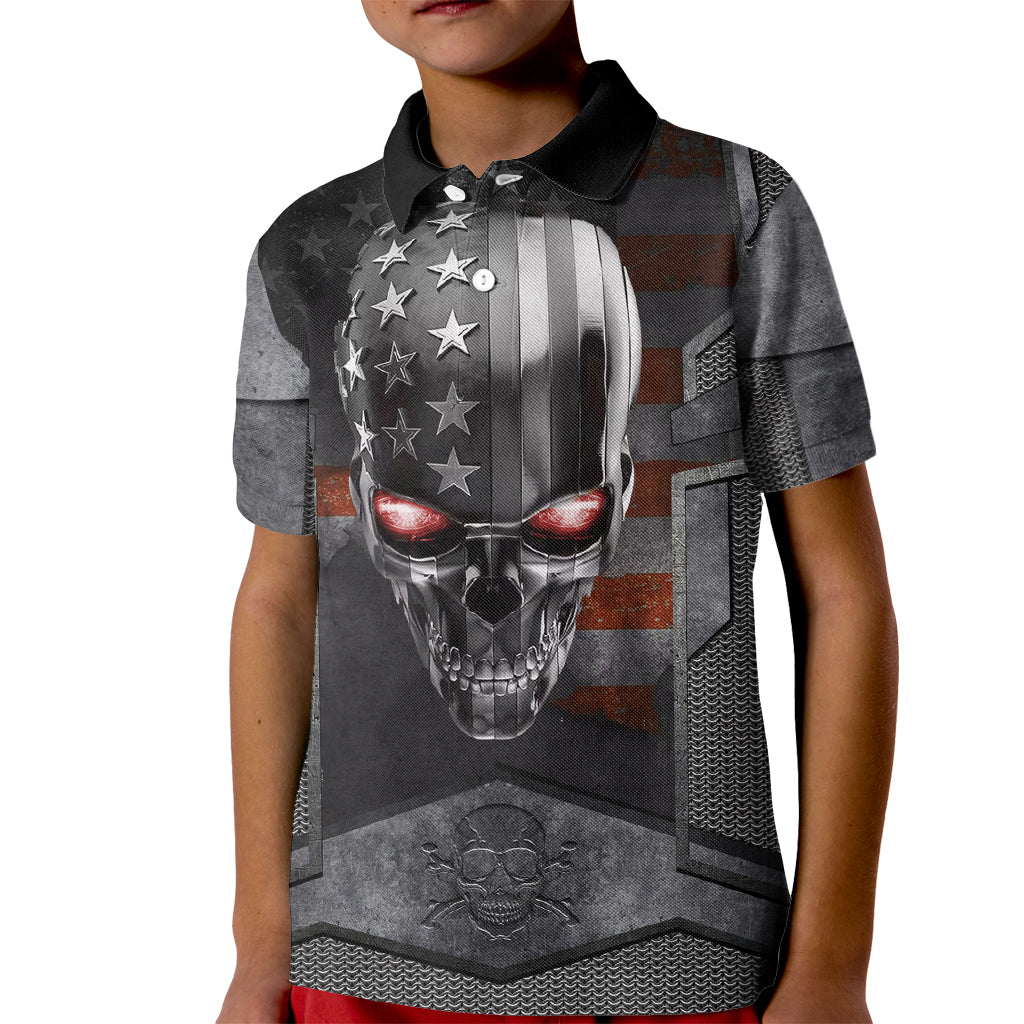 Skull Kid Polo Shirt Metal Head Skull American - Wonder Print Shop