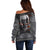 Skull Off Shoulder Sweater Metal Head Skull American - Wonder Print Shop