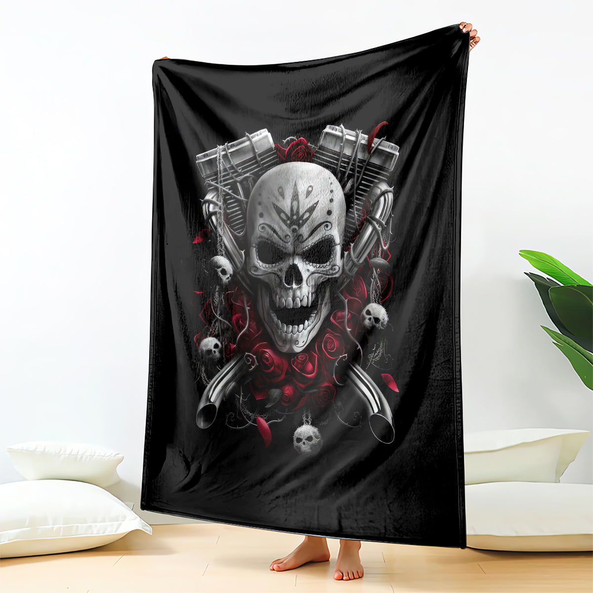 skull-blanket-riding-motocycle-girl-rose