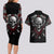 Skull Couples Matching Long Sleeve Bodycon Dress and Hawaiian Shirt Riding Motocycle Girl Rose - Wonder Print Shop