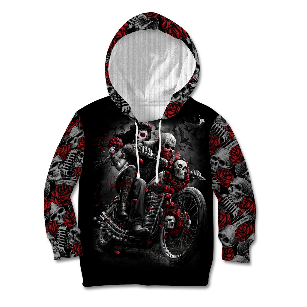 Skull Kid Hoodie Riding Motocycle Girl Rose - Wonder Print Shop