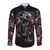 Skull Long Sleeve Button Shirt Riding Motocycle Girl Rose - Wonder Print Shop