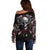 Skull Off Shoulder Sweater Riding Motocycle Girl Rose - Wonder Print Shop