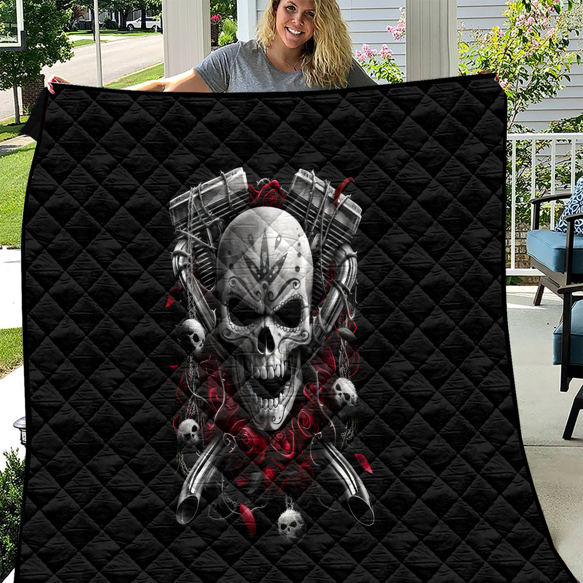 skull-quilt-riding-motocycle-girl-rose