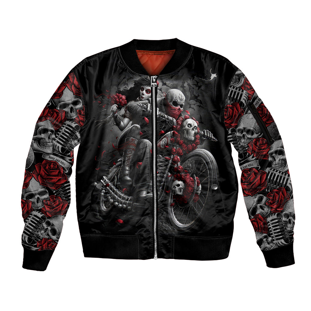 Skull Sleeve Zip Bomber Jacket Riding Motocycle Girl Rose DT01