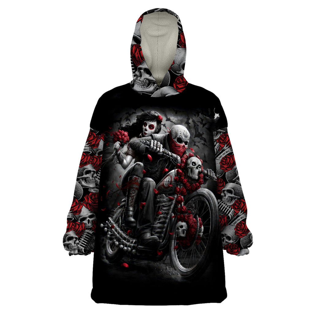 Skull Wearable Blanket Hoodie Riding Motocycle Girl Rose DT01