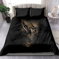 Black duvet cover set with mummy face skull print and two matching pillowcases