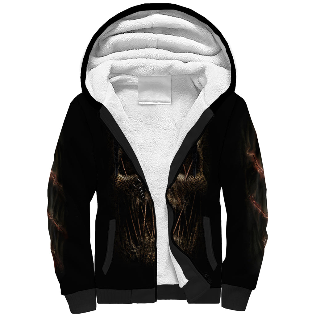 Skull Sherpa Hoodie Mummy Face Inside DT01