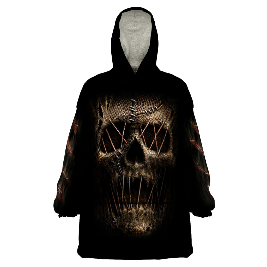 Skull Wearable Blanket Hoodie Mummy Face Inside DT01