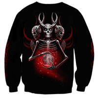 Unisex black sweatshirt with back skull and crossed tridents graphic, long sleeves