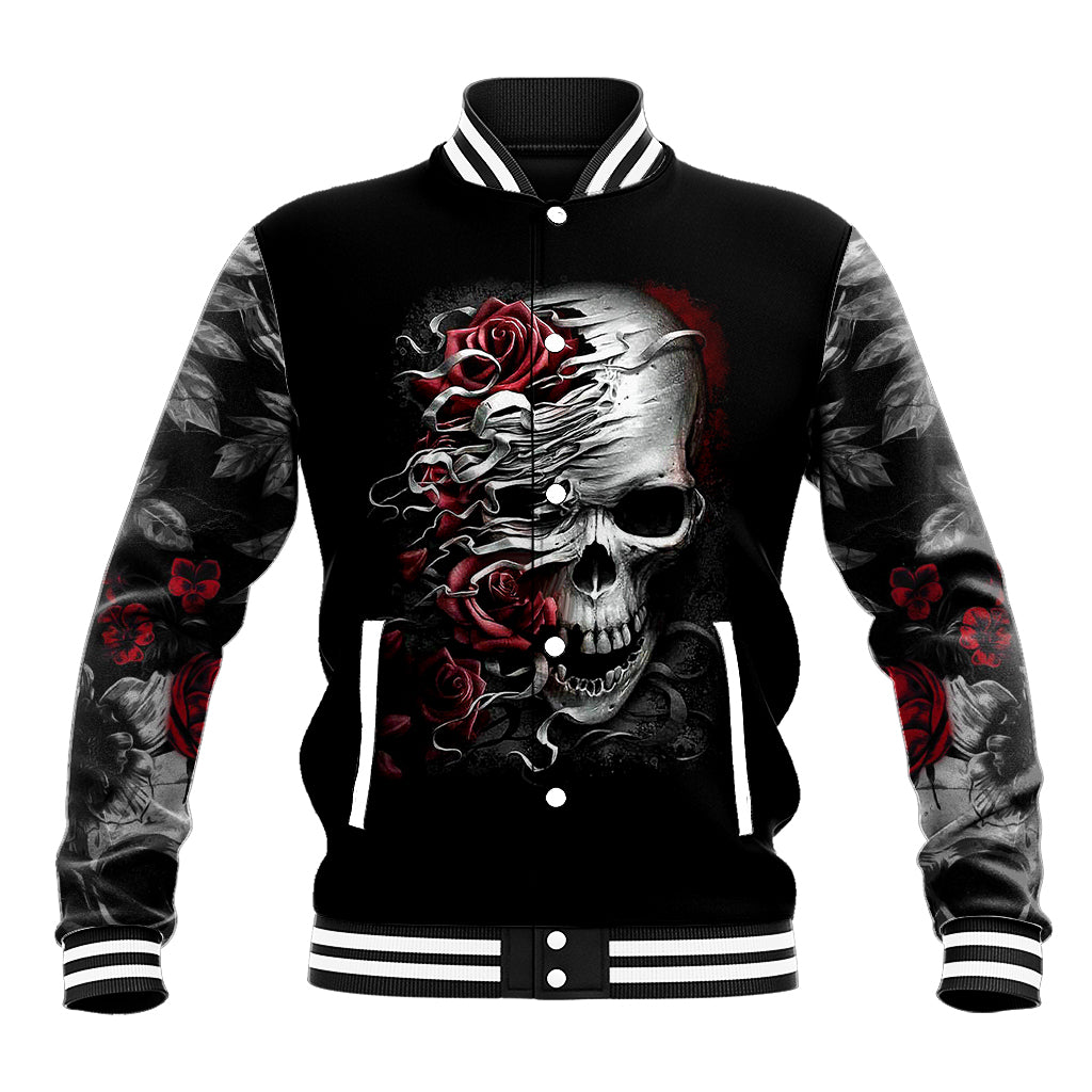 Skull Baseball Jacket Three Skull No See Evil Rose - Wonder Print Shop