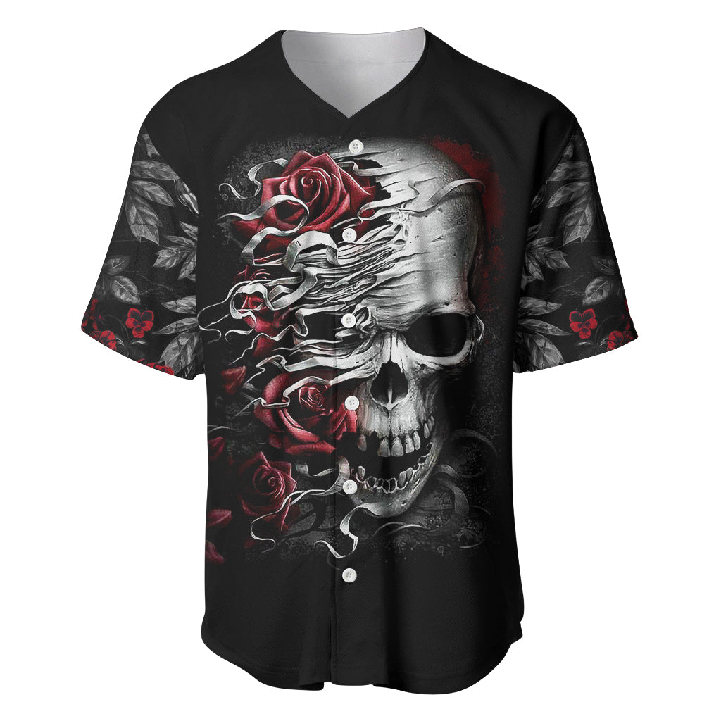 Skull Baseball Jersey Three Skull No See Evil Rose - Wonder Print Shop