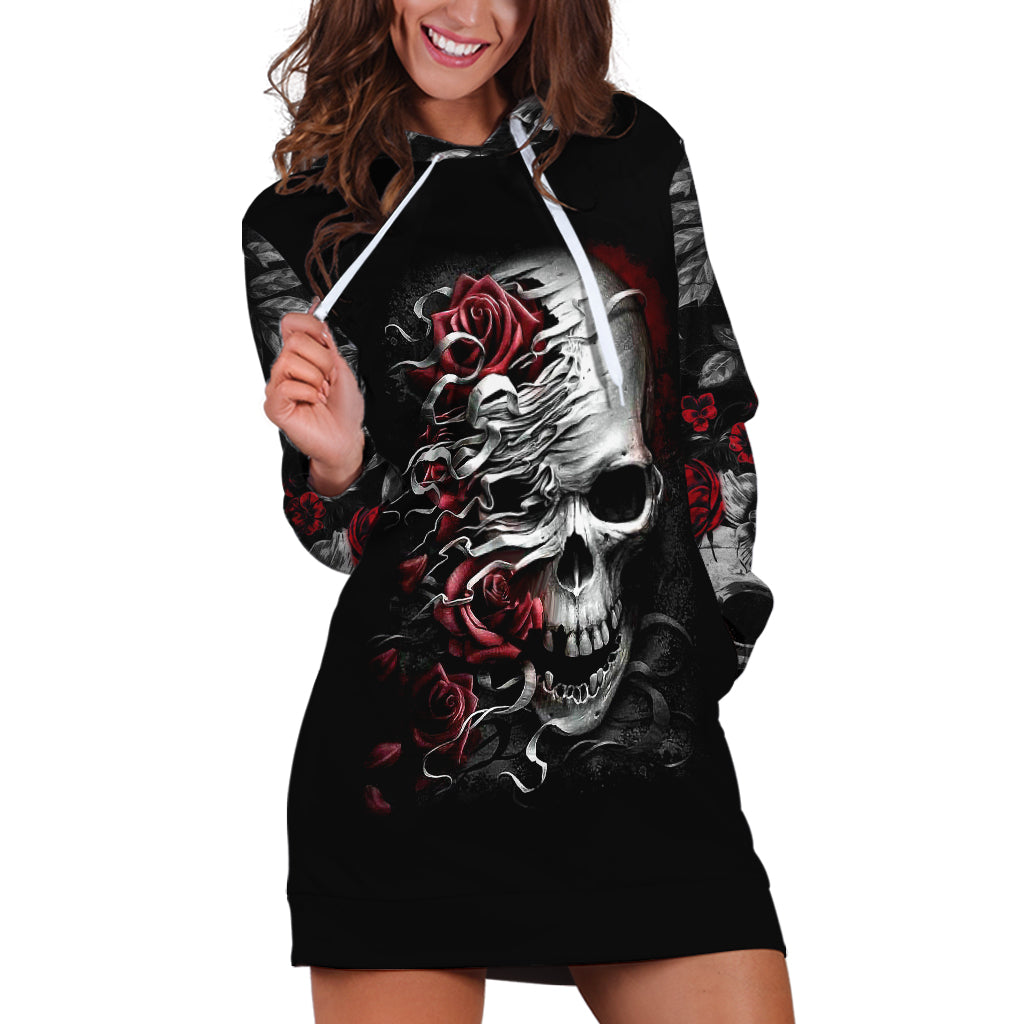 Skull Hoodie Dress Three Skull No See Evil Rose - Wonder Print Shop