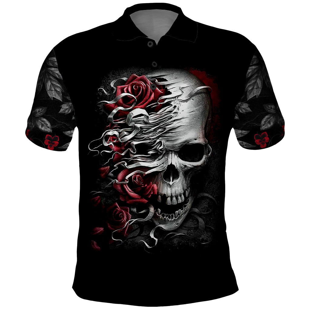 Skull Polo Shirt Three Skull No See Evil Rose - Wonder Print Shop