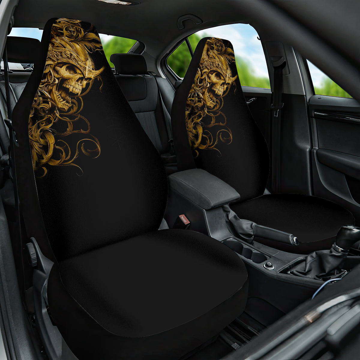 Skull Car Seat Cover Golden Warrior Royal - Wonder Print Shop