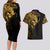 Skull Couples Matching Long Sleeve Bodycon Dress and Hawaiian Shirt Golden Warrior Royal - Wonder Print Shop