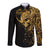 Skull Long Sleeve Button Shirt Golden Warrior Royal - Wonder Print Shop