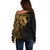 Skull Off Shoulder Sweater Golden Warrior Royal - Wonder Print Shop