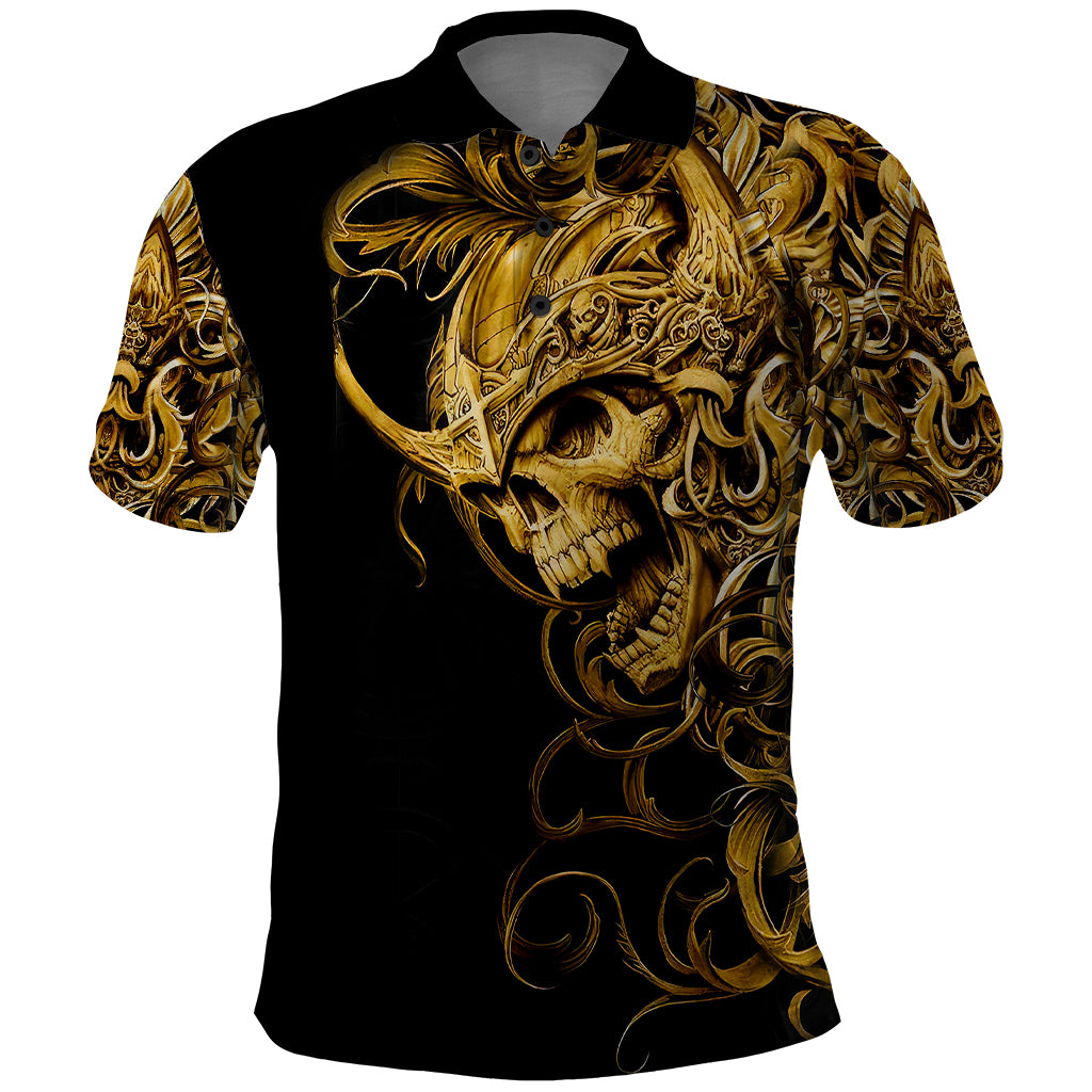 Skull Polo Shirt Golden Warrior Royal - Wonder Print Shop