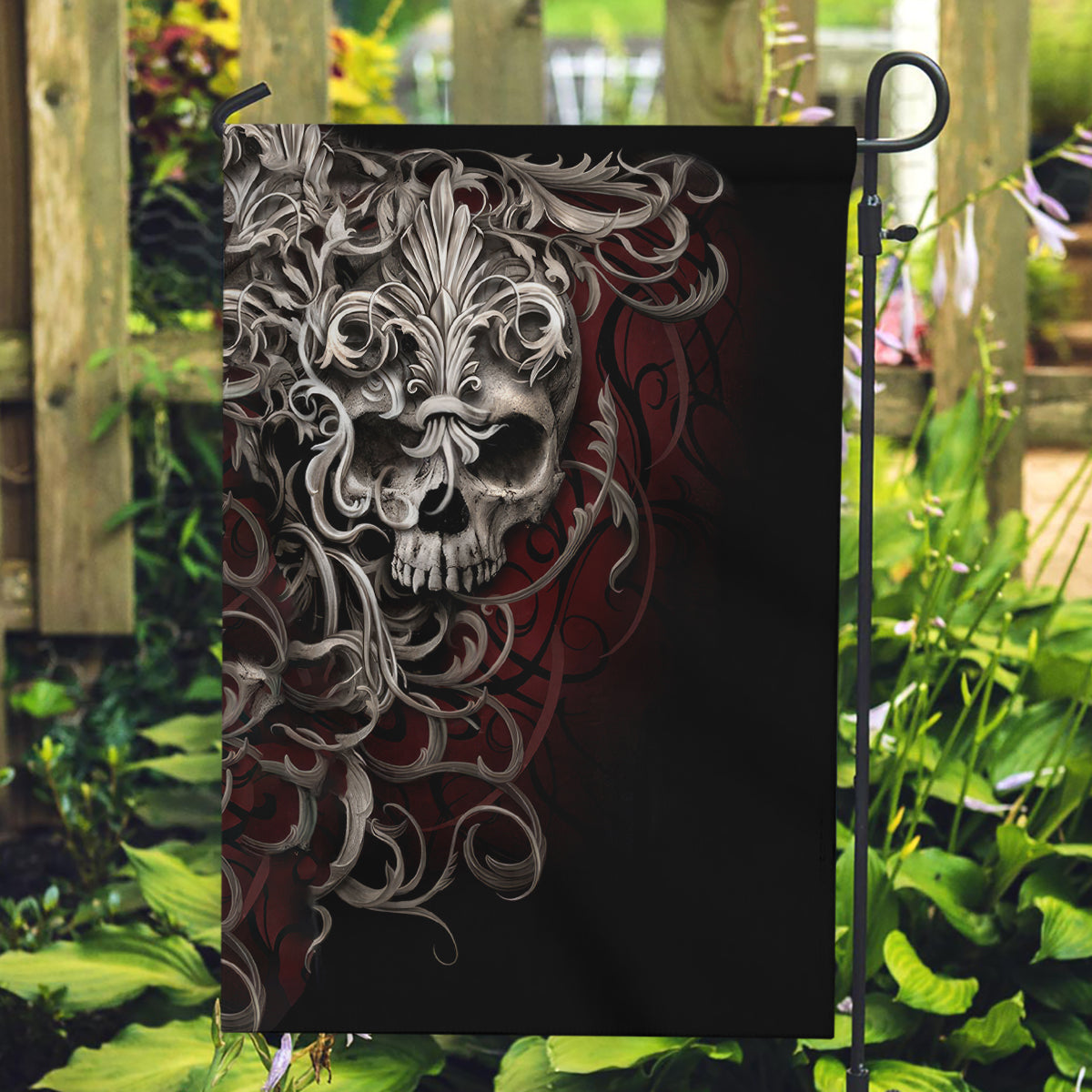 Skull Garden Flag Silver Warrior Royal - Wonder Print Shop