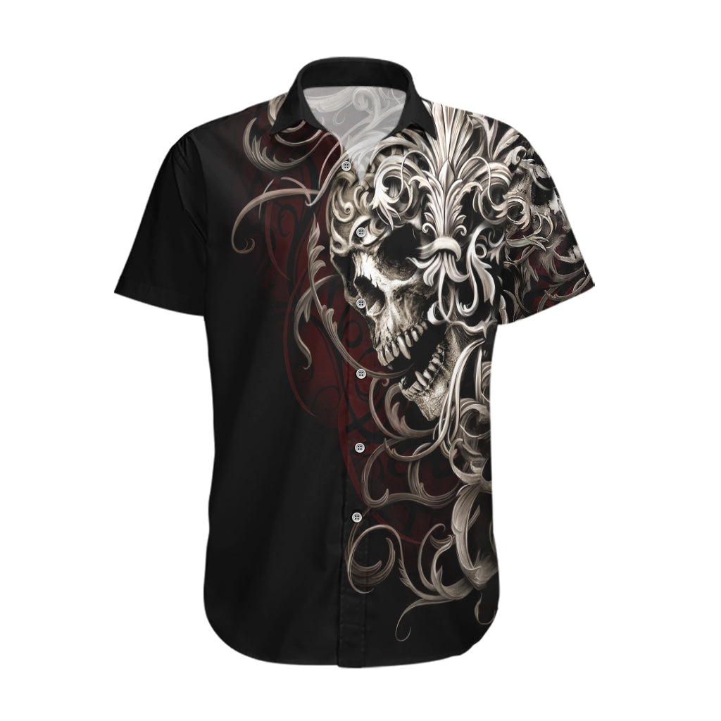 Skull Hawaiian Shirt Silver Warrior Royal - Wonder Print Shop