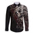 Skull Long Sleeve Button Shirt Silver Warrior Royal - Wonder Print Shop