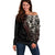 Skull Off Shoulder Sweater Silver Warrior Royal - Wonder Print Shop