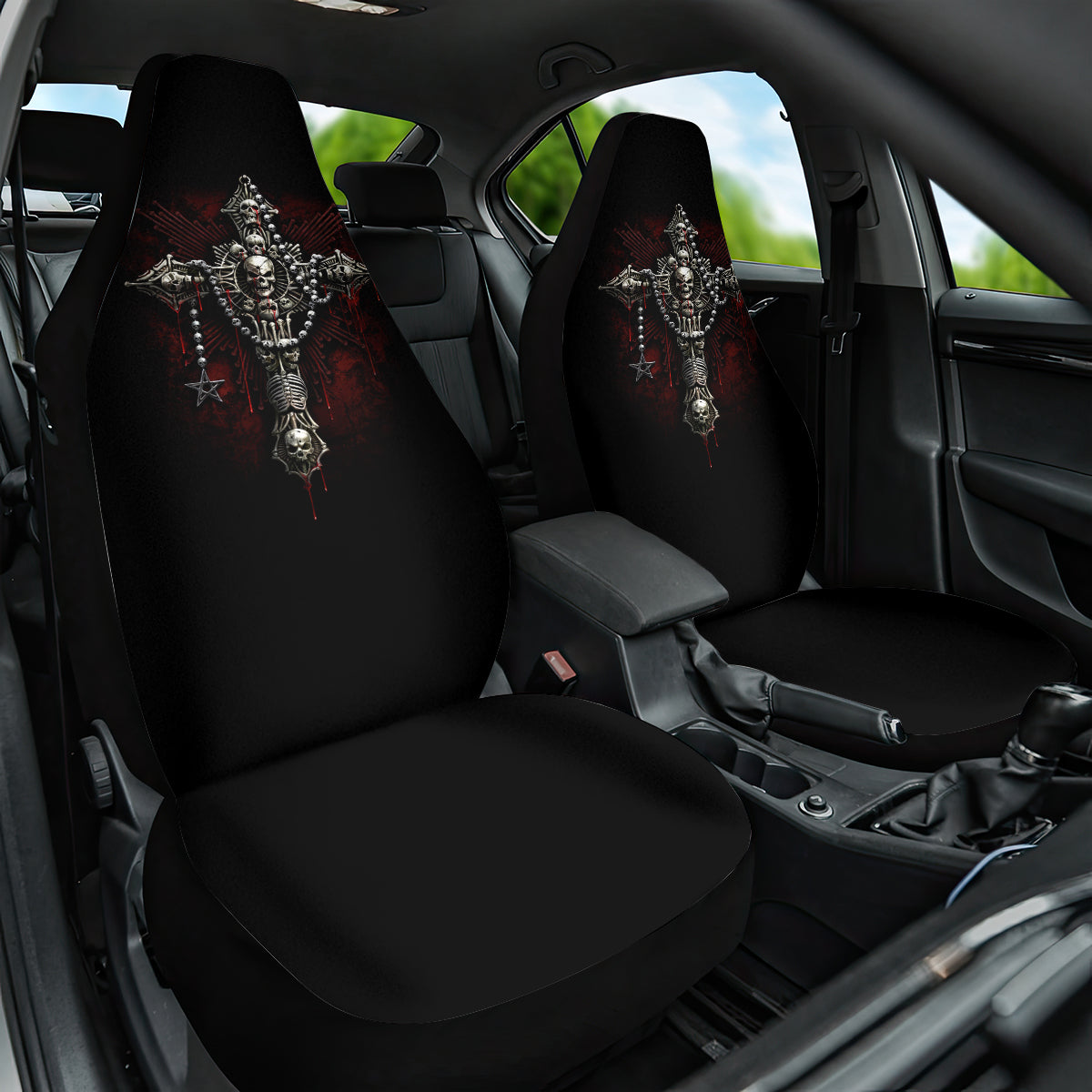 Skull Car Seat Cover Head Skeleton Cross Skull - Wonder Print Shop