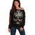 Skull Off Shoulder Sweater Head Skeleton Cross Skull - Wonder Print Shop