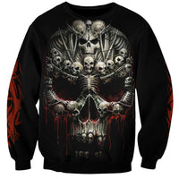 Black unisex crewneck sweatshirt with skull and skeleton cross graphic front