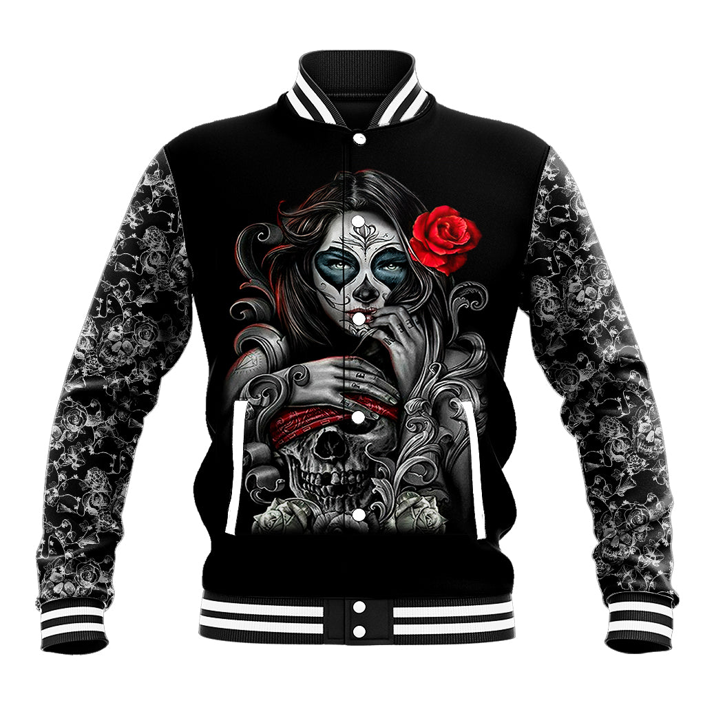 Skull Baseball Jacket Skull Girl Spoiled Wife - Wonder Print Shop