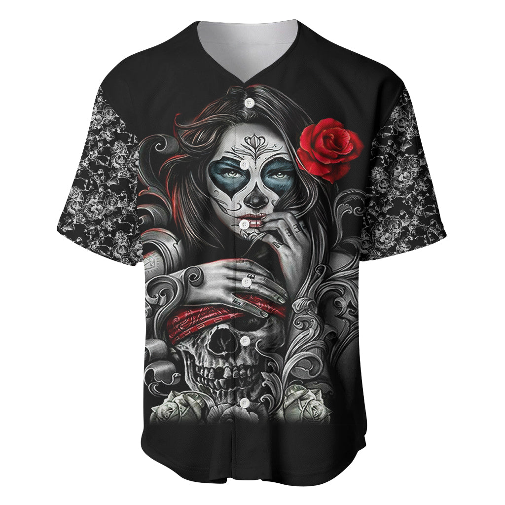 Skull Baseball Jersey Skull Girl Spoiled Wife - Wonder Print Shop