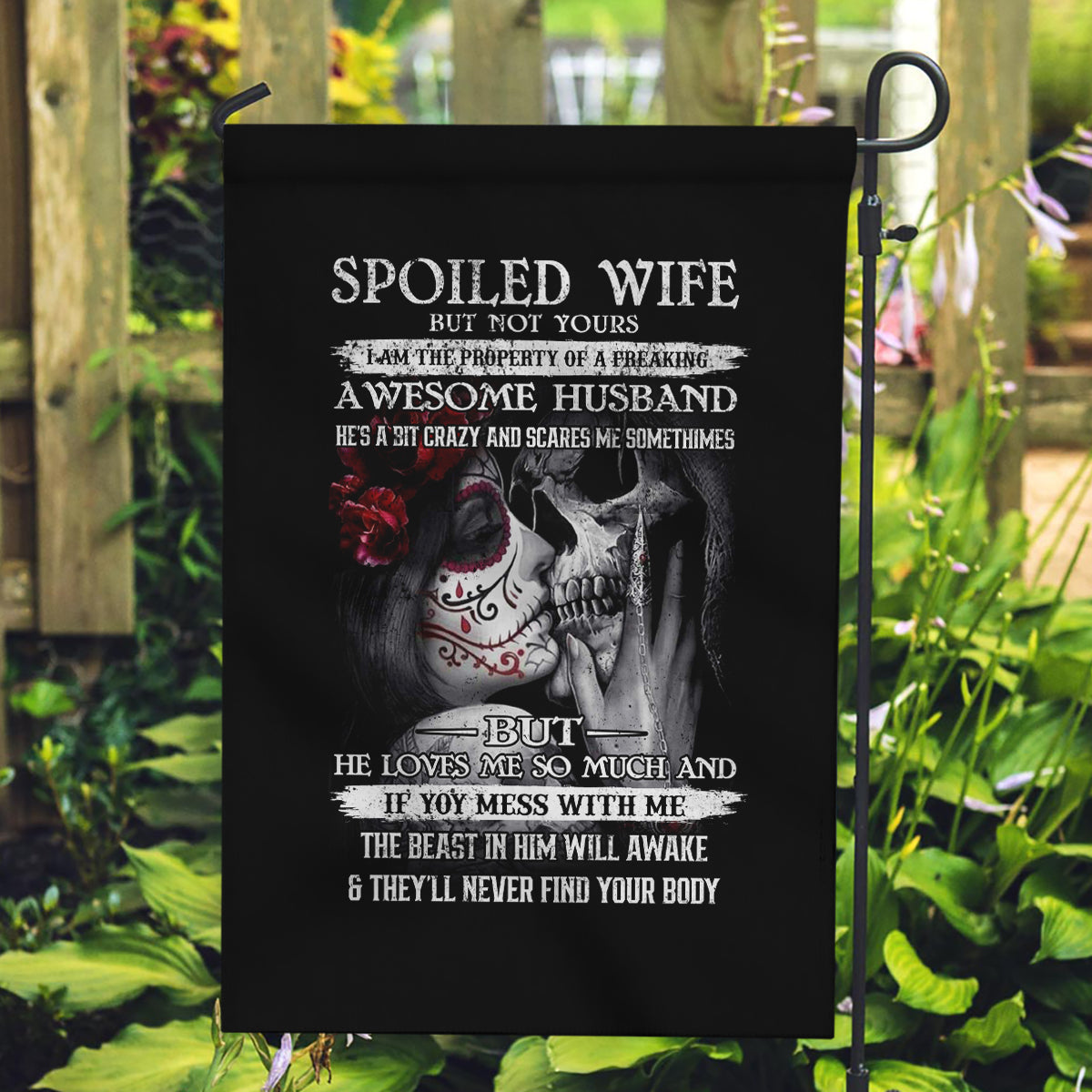 Skull Garden Flag Skull Girl Spoiled Wife - Wonder Print Shop