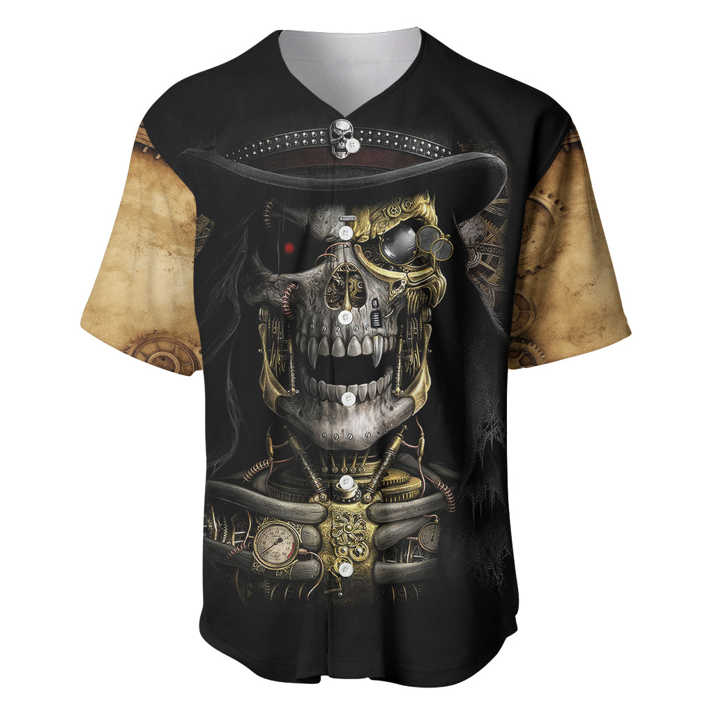 Skull Baseball Jersey Golden Skull Steampunk - Wonder Print Shop