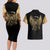 Skull Couples Matching Long Sleeve Bodycon Dress and Hawaiian Shirt Golden Skull Steampunk - Wonder Print Shop