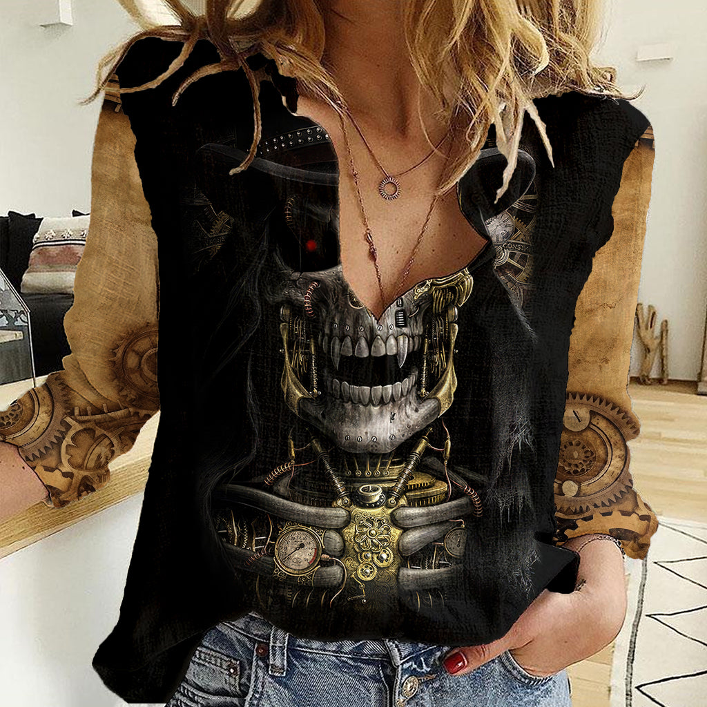 skull-women-casual-shirt-golden-skull-steampunk