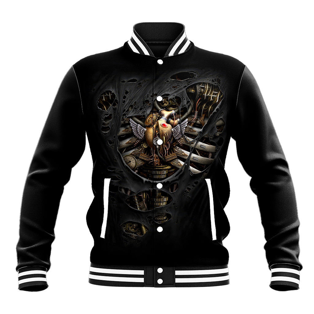 Skull Baseball Jacket Skeleton Steampunk Heart Inside - Wonder Print Shop