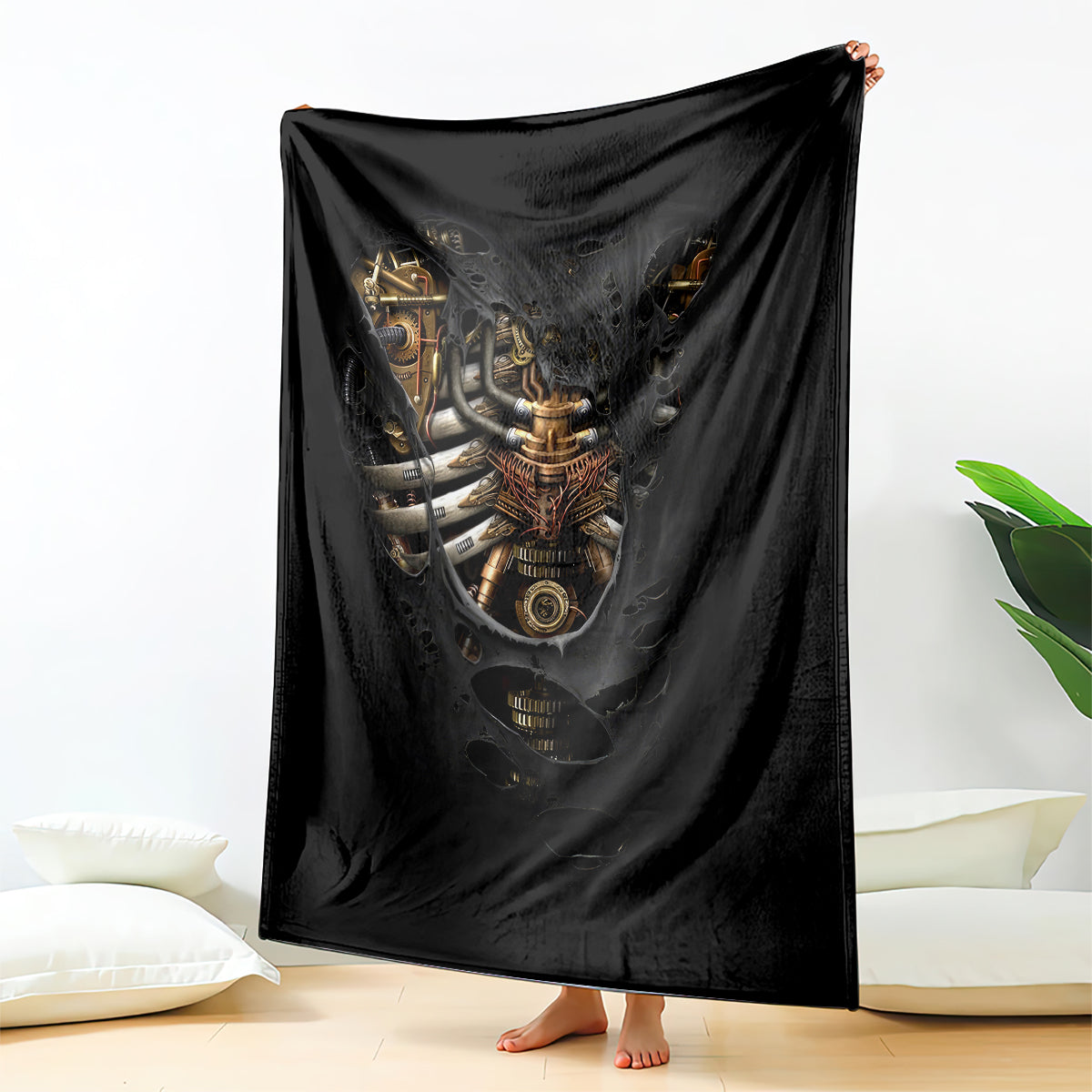 skull-blanket-skeleton-steampunk-heart-inside