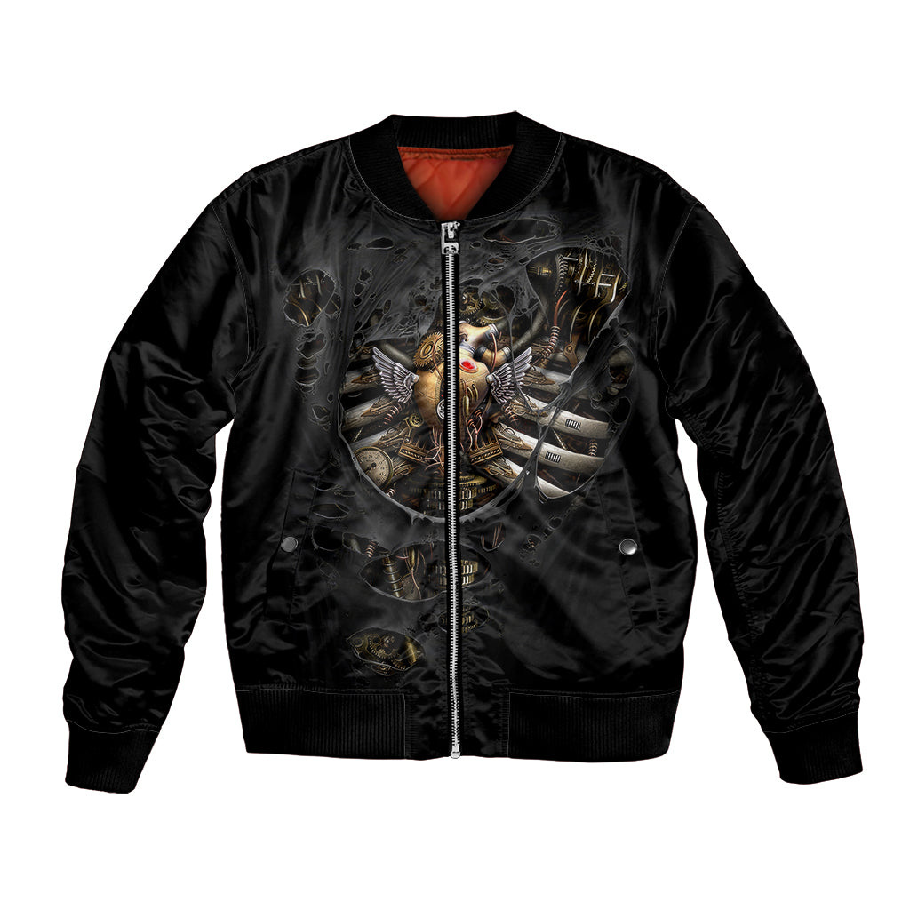 Skull Bomber Jacket Skeleton Steampunk Heart Inside - Wonder Print Shop