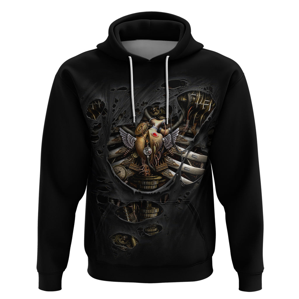 Skull Hoodie Skeleton Steampunk Heart Inside - Wonder Print Shop