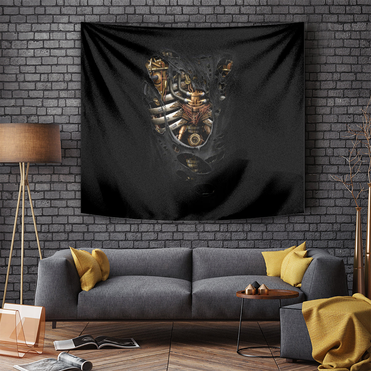 skull-tapestry-skeleton-steampunk-heart-inside